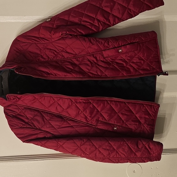 Barbour Women's Quilted Jacket - Red Burgundy Excellent Us 6 - Picture 8 of 8